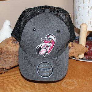 Autographed Florida Flamingos Zephyr Charcoal Grey Snapback Trucker hat (nwt)